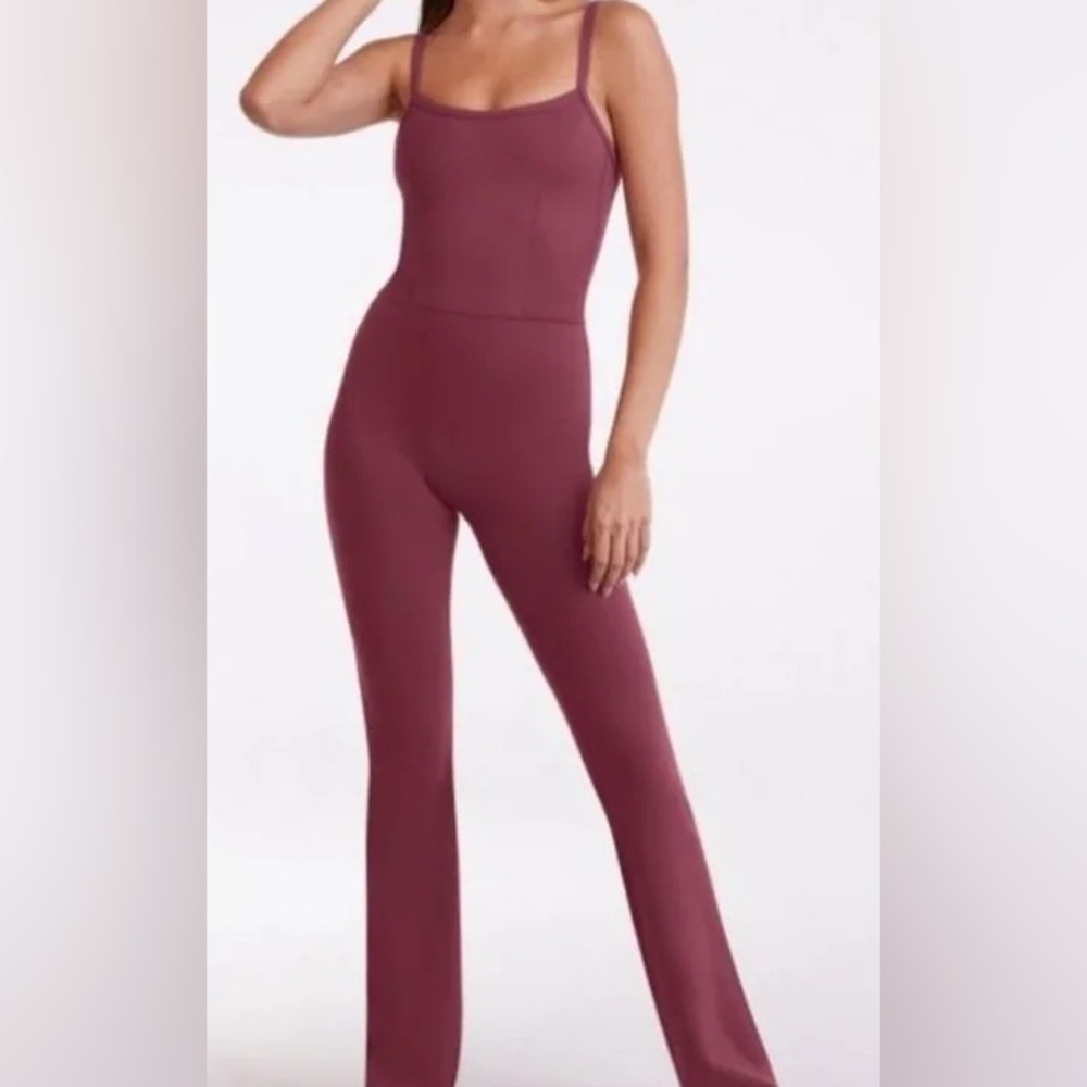 SET Active Taupe High-Rise Flare Jumpsuit